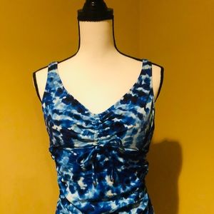 Blue & White one piece bathing suit Large